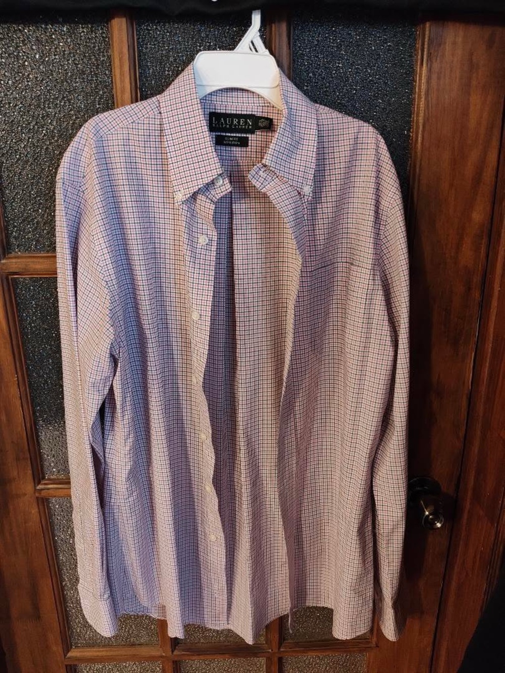Lauren Ralph Lauren Lavender and White Micro-Check Button-Down Dress Shirt
